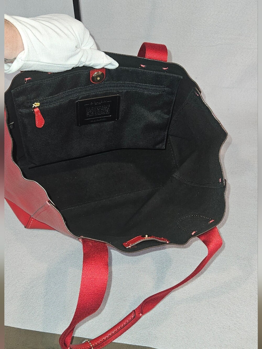 Coach Derby Cherry Red Leather Tote - Picture 9 of 16